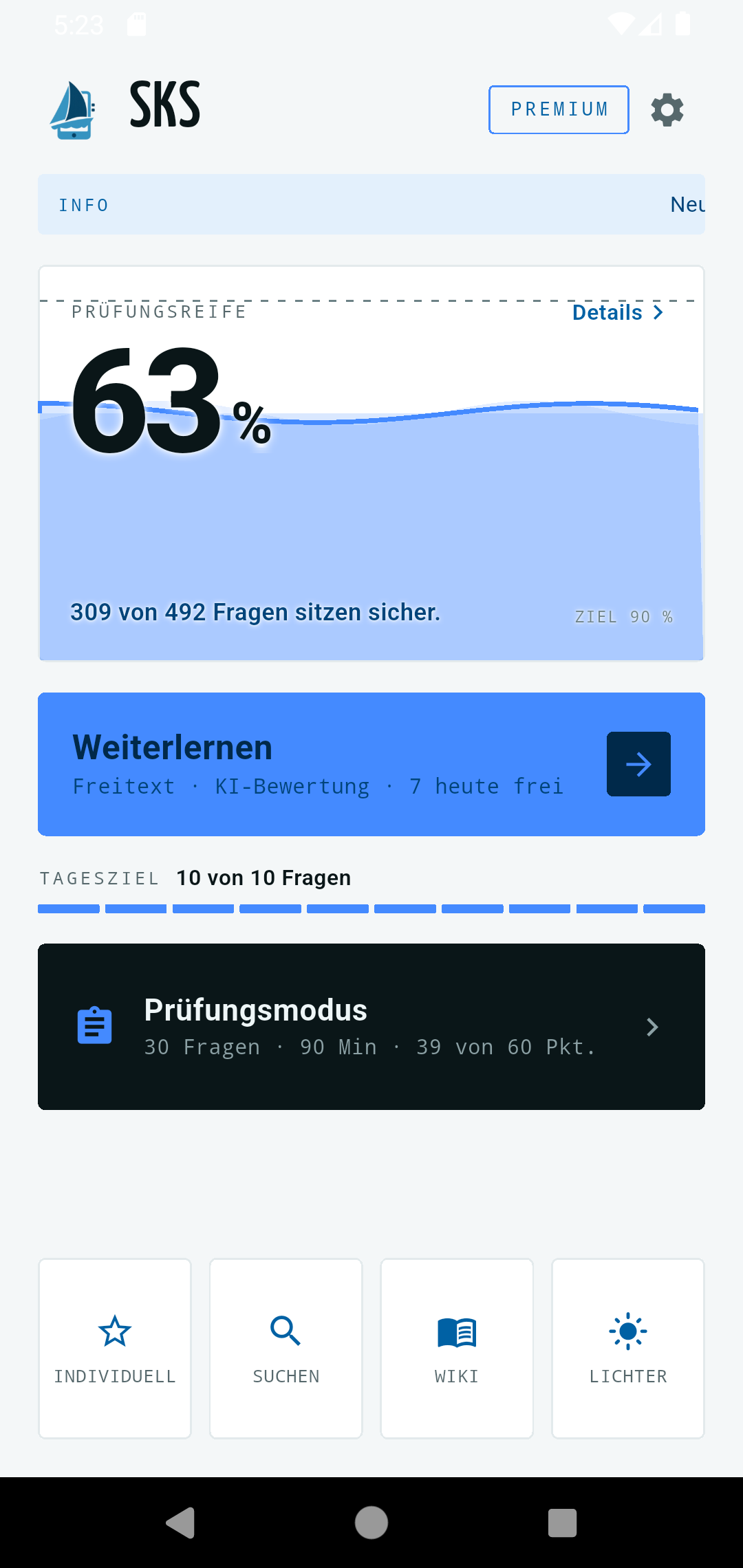 Die SKS-Trainer-App auf einem Smartphone.